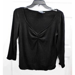 Giorgio Armani Italy Black Cashmere V-neck Sweater Italy‎ sz 12
